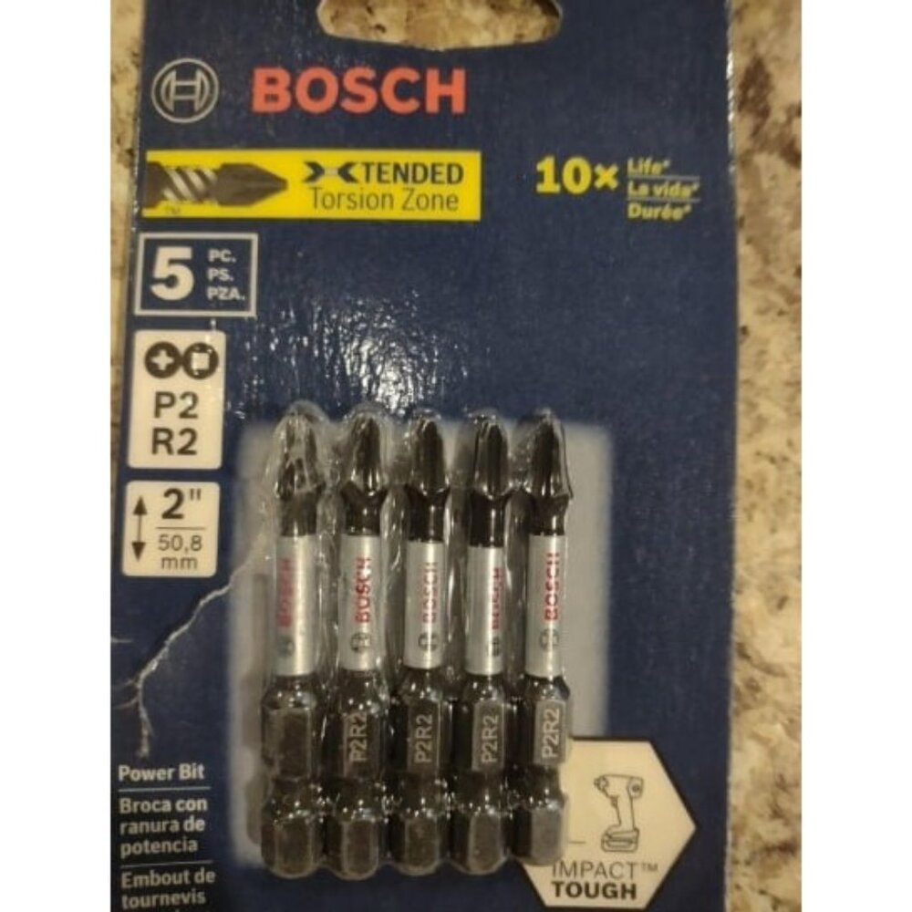 5-Pack 2 In. Phillips/Square #2 Impact Tough Screwdriving Power Bits